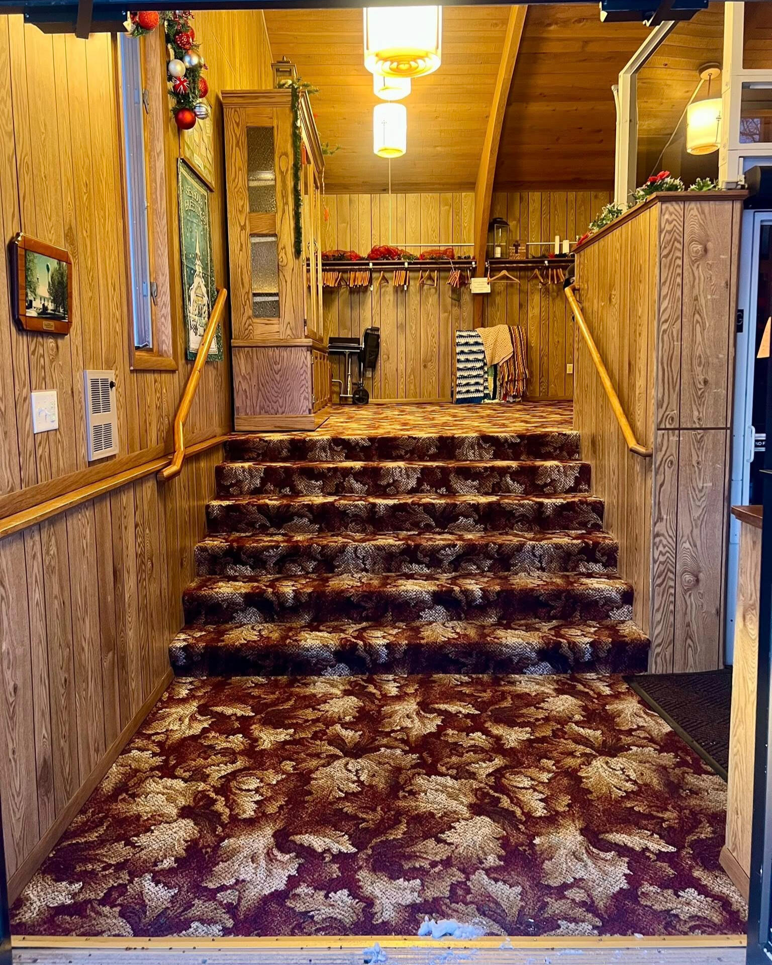 Front vestibule stairs Stairs leading from front door up to vestibule and sanctuary