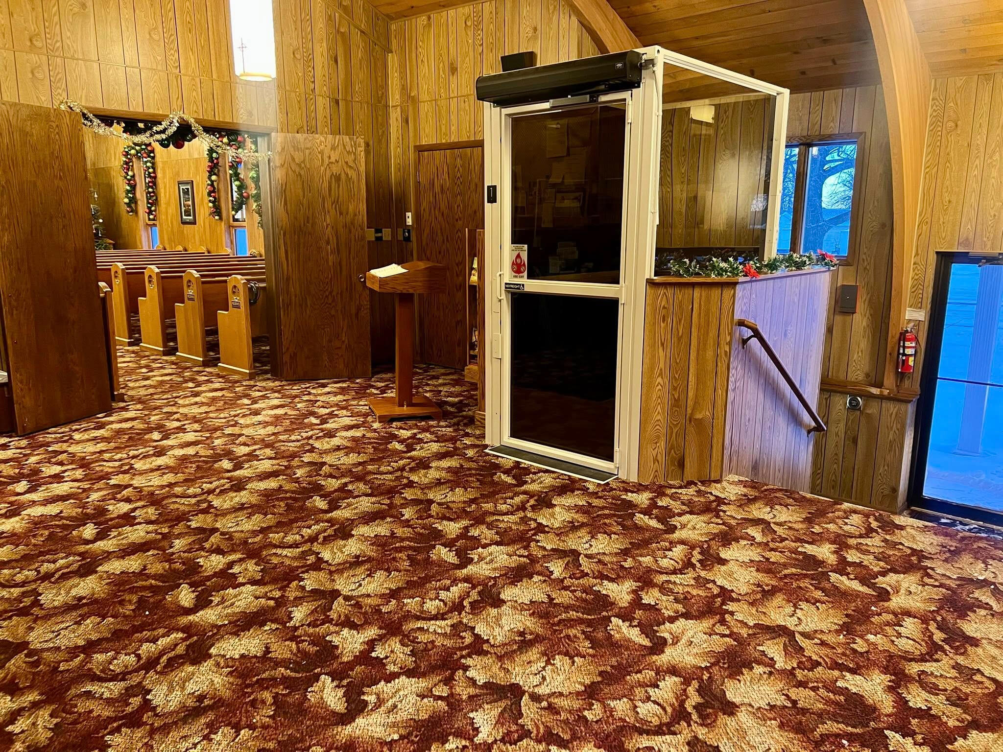 Vestibule Elevator to make the vestibule and sanctuary handicap accessible
